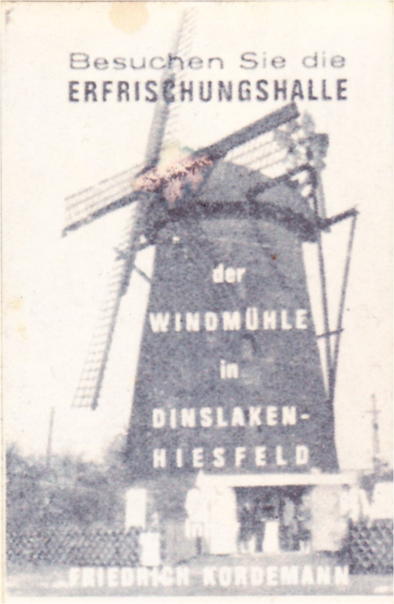 Zündholzschachtel mit Windmühle Sterkrader Straße