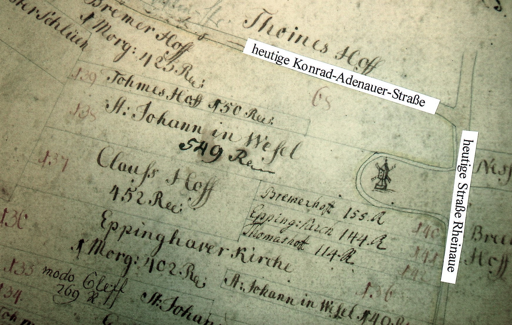 alte Urkunde über den Standort der Bockwindmühle